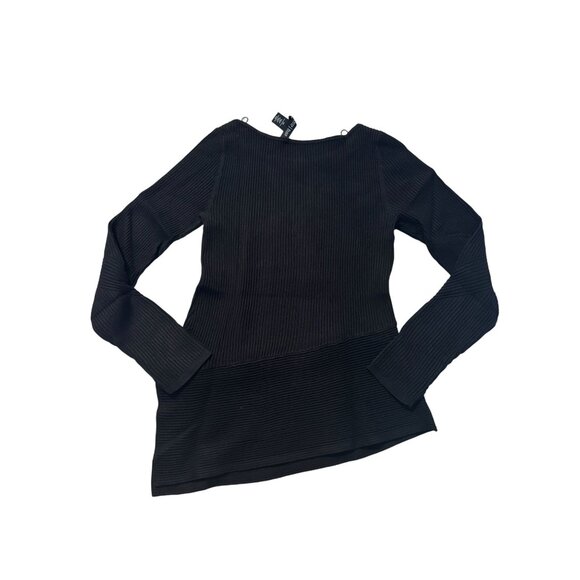 WHITE HOUSE BLACK MARKET WHBM Black Long Sleeve Asymmetrical Trim Blouse Sz XS - Picture 5 of 7